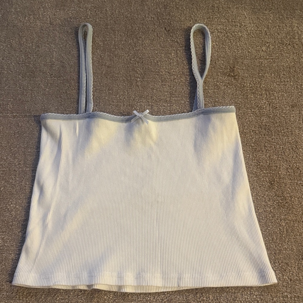 Brandy Melville White Ribbed Camisole Top
